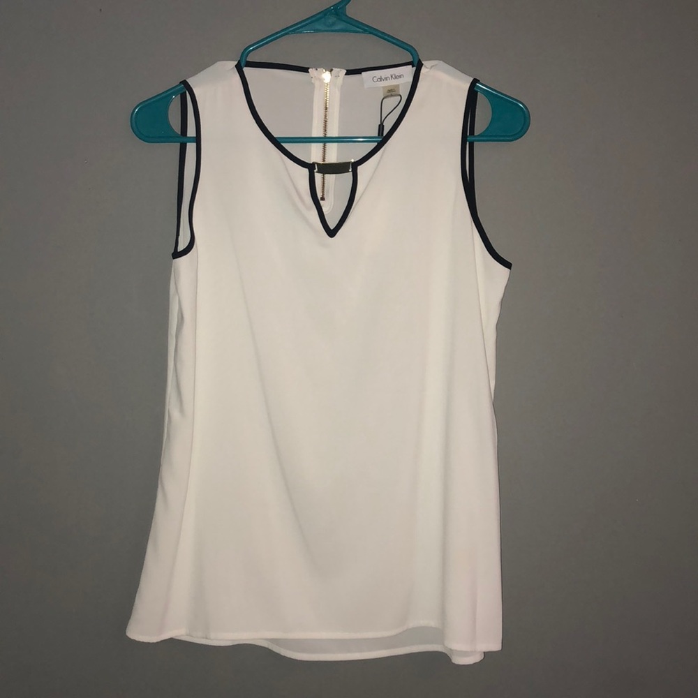 Calvin Klein White Sleeveless Blouse